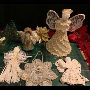 VNTG crochet,lace,needlepoint angel ornaments